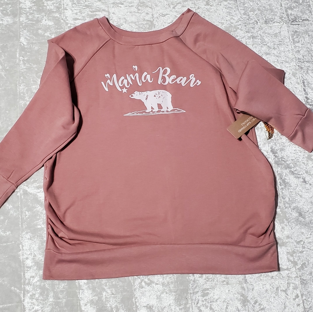 Feathers Maternity "Mama Bear" Mauve Long Sleeve Shirt